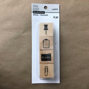 NEW Recollections Wood Scrapbooking Stamps 4pk